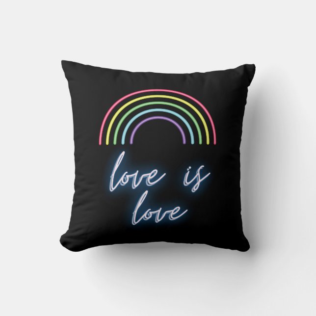 Neon Liebe ist Liebe Regenbogen Kissen (Vorderseite)