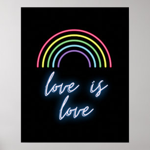 Neon Liebe ist Liebe Regenbogen Poster
