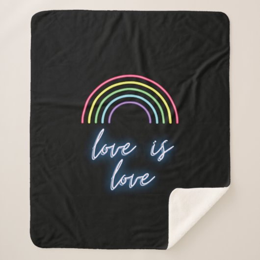 Neon Liebe ist Liebe Regenbogen Sherpadecke (Vorderseite)