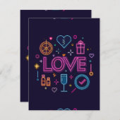 Neon Liebe RSVP Karte (Vorne/Hinten)