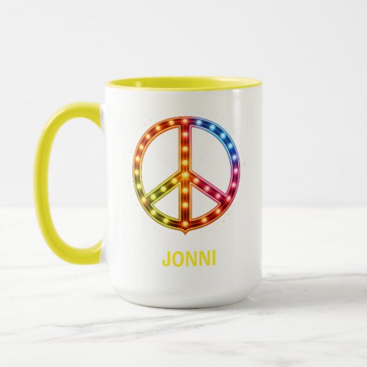 Neon Lighst Peace Sign Unisex Tasse (Links)