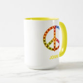 Neon Lighst Peace Sign Unisex Tasse (VorderseiteRechts)