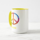 Neon Lighst Peace Sign Unisex Tasse (Vorderseite Links)