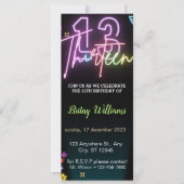 Neon Light 13. Phone Einladung zum Geburtstag (Vorderseite)