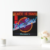 Neon Light BAR CAFE Personalisiert SIGN ManCave Quadratische Wanduhr (Zuhause)