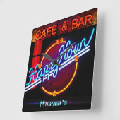 Neon Light BAR CAFE Personalisiert SIGN ManCave Quadratische Wanduhr (Winkel)