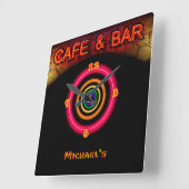 Neon Light BAR CAFE Personalisiert SIGN ManCave Quadratische Wanduhr (Winkel)