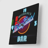 Neon Light BAR CLOCK Personalisiert Happy Hour 2 Quadratische Wanduhr (Winkel)