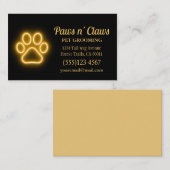 Neon Light Dog Paw Pet Grooming Visitenkarte (Vorne/Hinten)