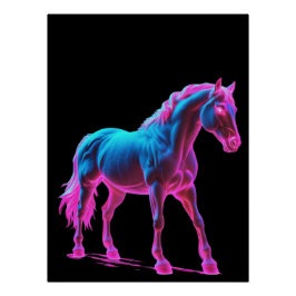 Neon Light Horse Skulptur Poster