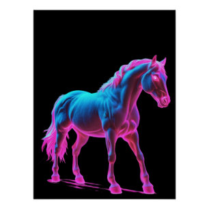Neon Light Horse Skulptur Poster