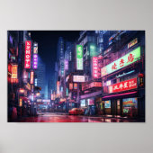 Neon Light in Tokyo City Poster (Vorne)