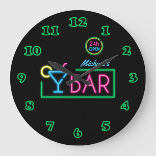 Neon Light Private Zuhause Bar Clock Große Wanduhr