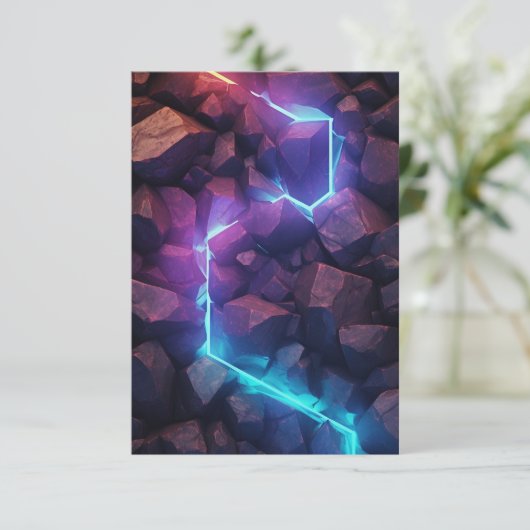 Neon Light Rocks Einladung (Stehend Vorderseite)