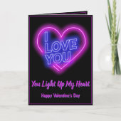 Neon Light Valentine Herz mit Liebe Gedicht Karte (Vorderseite)
