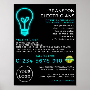 Neon Lightbulb, Elektrische Werbung Poster