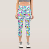Neon Lightning Bolts & Stars Muster Capri Leggings (Vorderseite)