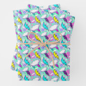 Neon Lightning Bolts & Stars Muster Geschenkpapier Set (Beispiel)