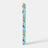 Neon Lightning Bolts & Stars Muster iPhone 15 Hülle (Linke Seite)