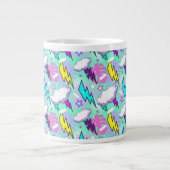 Neon Lightning Bolts & Stars Muster Jumbo-Tasse (Vorderseite)