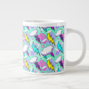 Neon Lightning Bolts & Stars Muster Jumbo-Tasse