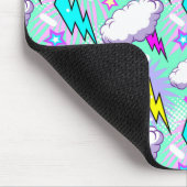 Neon Lightning Bolts & Stars Muster Mousepad (Ecke)