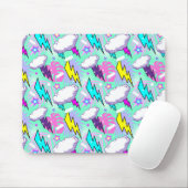 Neon Lightning Bolts & Stars Muster Mousepad (Mit Mouse)