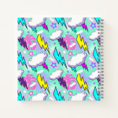 Neon Lightning Bolts & Stars Muster Notizblock (Rückseite)
