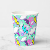Neon Lightning Bolts & Stars Muster Pappbecher (Links)