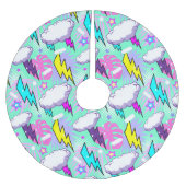 Neon Lightning Bolts & Stars Muster Polyester Weihnachtsbaumdecke (Vorderseite)