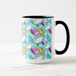 Neon Lightning Bolts & Stars Muster Tasse