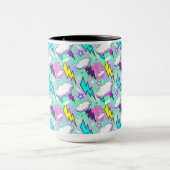 Neon Lightning Bolts & Stars Muster Tasse (Zentrum)