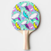Neon Lightning Bolts & Stars Muster Tischtennis Schläger (Vorderseite)