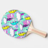 Neon Lightning Bolts & Stars Muster Tischtennis Schläger (Seitenansicht)