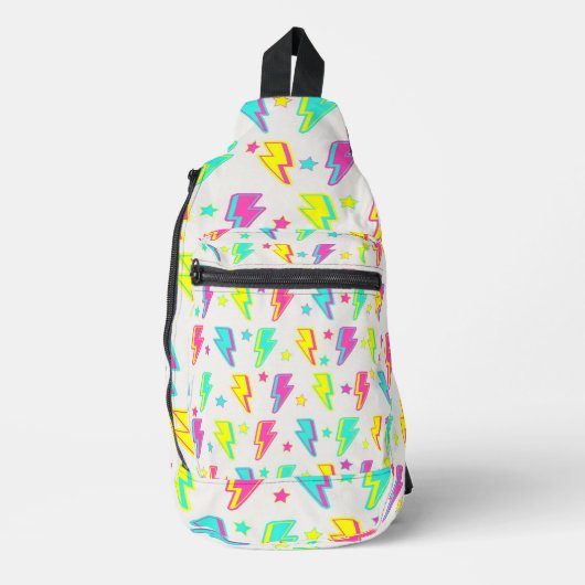 Neon Lightning Star Y2K Muster Crossbody Bag (Vorderseite)