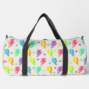 Neon Lightning Star Y2K Muster Duffle Bag