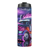 Neon Lightning Truck Storm Reflection Thermosbecher (Vorderseite)