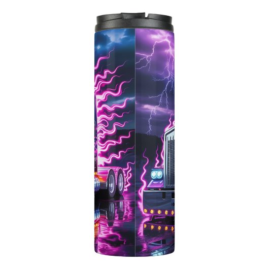 Neon Lightning Truck Storm Reflection Thermosbecher (Rückseite)