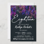 Neon Lights 18. Geburtstag Einladung (Vorderseite)