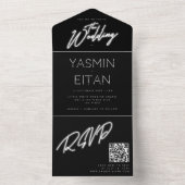 Neon Lights Black & White Glam Wedding All In One Einladung (Innen Boden)