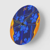 Neon Lights Blue Blossom Wall Clock Runde Wanduhr (Winkel)