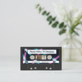 Neon Lights Cassette Tape DJ Music Party 80er Visitenkarte (Stehend Vorderseite)