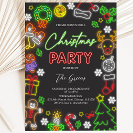 Neon Lights Christmas Party Einladung