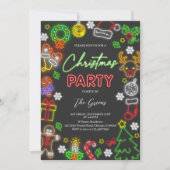 Neon Lights Christmas Party Einladung (Vorderseite)