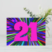 Neon Lights Club 21. Geburtstag Einladung (Stehend Vorderseite)