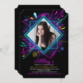 Neon Lights Foto Einladung (Vorne/Hinten)