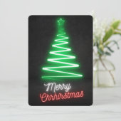 Neon Lights Frohe Weihnachten Grün Roter Weiße Bäu (Stehend Vorderseite)