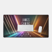 Neon Lights Gaming Gamer Social Media Personalisie Schreibtischunterlage (Tastatur & Maus)