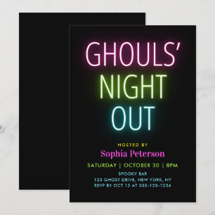 Neon Lights Ghouls Night Out Halloween-Party Einladung