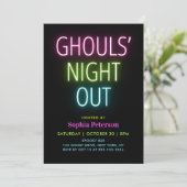 Neon Lights Ghouls Night Out Halloween-Party Einladung (Stehend Vorderseite)